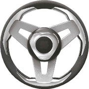 Uflex Steering Wheel-Black Grip Slvr Spk Loredan B/S/Ch