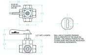 GROCO 1/2" 4-Port Tank Selector Valve FV-450-X