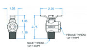 GROCO 1/2" NPT 90&deg; Bronze Fuel Valve FV-590