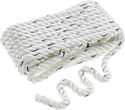 Seachoice 47571 Premium 3-Strand Twisted Nylon Dock Line with Tracer, White w/Blue Tracer, 1/2-Inch x 25 Feet, 10-Inch Eye Splice - Clauss Marine