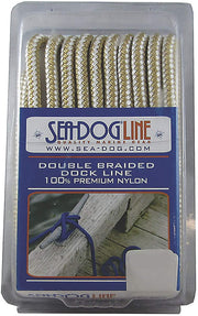 SEA-DOG LINE - PREMIUM DOUBLE BRAIDED NYLON DOCK LINE 1/2" X 20' - 302112020GW1 GOLD/WHITE - Clauss Marine